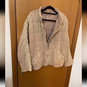 Free People Quilted Dolman Jacket in Champagne Diamonds